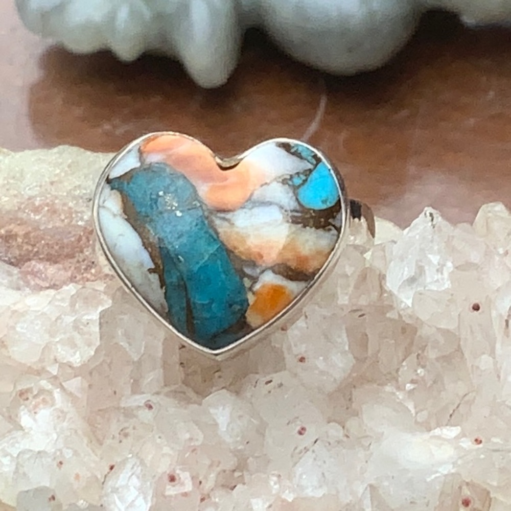 SPINY OYSTER TURQUOISE 925 STERLING SILVER RING, SIZE 6.75